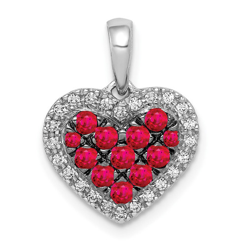 Lex & Lu 14k White Gold Diamond & Ruby Heart Pendant - Lex & Lu