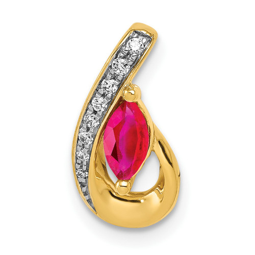 Lex & Lu 14k Yellow Gold Diamond & Ruby Pendant LAL4302 - Lex & Lu