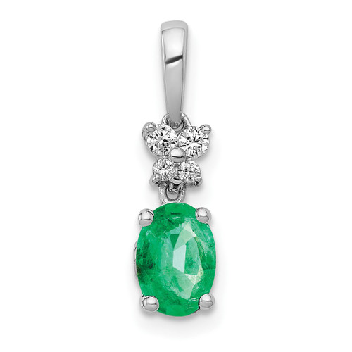 Lex & Lu 14k White Gold Diamond & Emerald Pendant LAL4317 - Lex & Lu