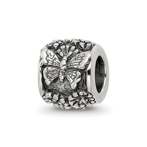 Lex & Lu Sterling Silver Reflections Butterfly Bali Bead - Lex & Lu