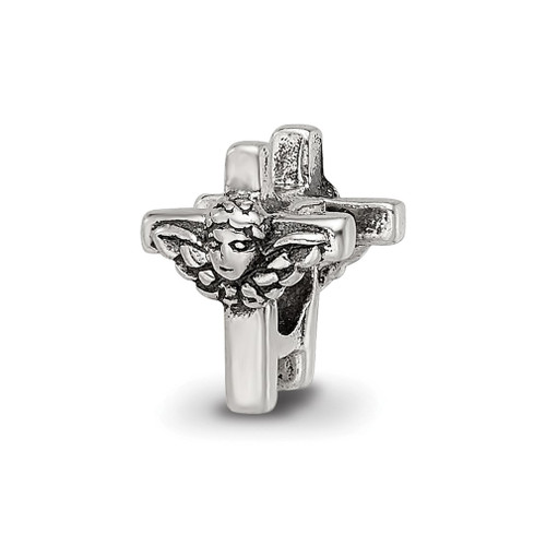 Lex & Lu Sterling Silver Reflections Angel Cross Bead - Lex & Lu