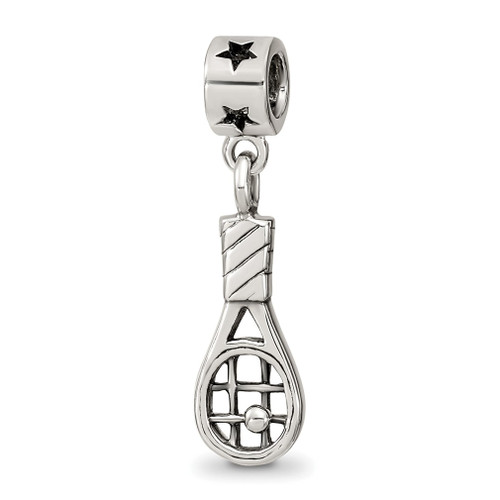 Lex & Lu Sterling Silver Reflections Tennis Racket Dangle Bead - Lex & Lu