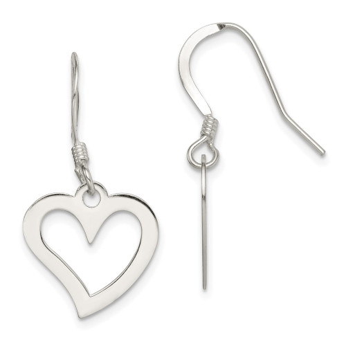 Lex & Lu Sterling Silver Polished Heart Dangle Earrings LAL22184 - Lex & Lu