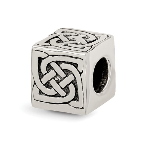 Lex & Lu Sterling Silver Reflections Celtic Block Bead - Lex & Lu