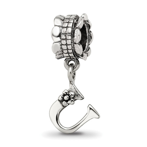 Lex & Lu Sterling Silver Reflections Letter U Dangle Bead - Lex & Lu