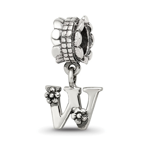 Lex & Lu Sterling Silver Reflections Letter W Dangle Bead - Lex & Lu