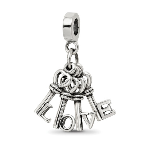 Lex & Lu Sterling Silver Reflections Love Keys Dangle Bead - Lex & Lu