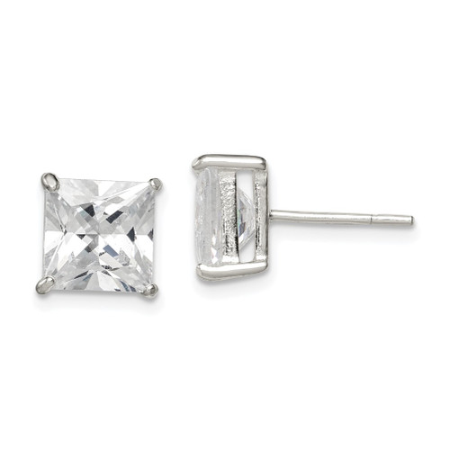 Lex & Lu Sterling Silver 8mm Square CZ Basket Set Stud Earrings LAL22256 - Lex & Lu