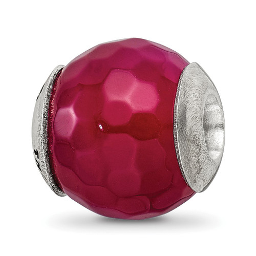 Lex & Lu Sterling Silver Reflections Fuchsia Cracked Agate with Shell Stone Bead - Lex & Lu
