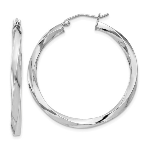 Lex & Lu Sterling Silver w/Rhodium 3.00mm Twisted Hoop Earrings LAL22265 - Lex & Lu