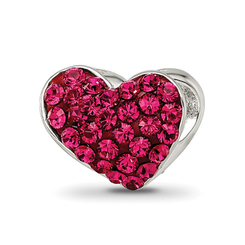 Lex & Lu Sterling Silver Reflections Red Crystals Heart Bead - Lex & Lu