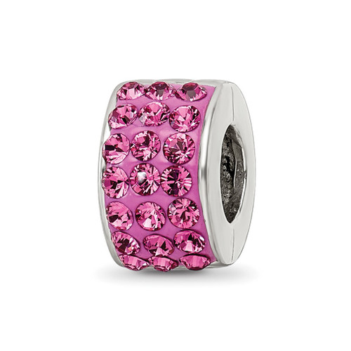 Lex & Lu Sterling Silver Reflections Pink Crystals Bead - Lex & Lu