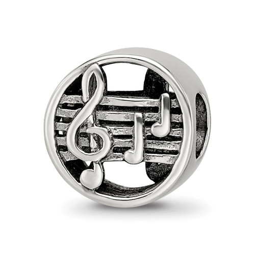 Lex & Lu Sterling Silver Reflections Music Notes & Staff Bead - Lex & Lu