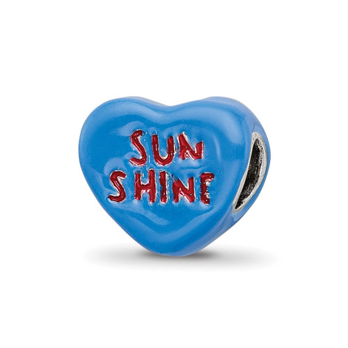 Lex & Lu Sterling Silver Reflections Sun Shine Enameled Heart Bead - Lex & Lu