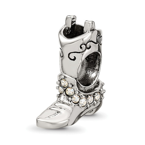 Lex & Lu Sterling Silver Reflections Crystals Boot Bead - Lex & Lu