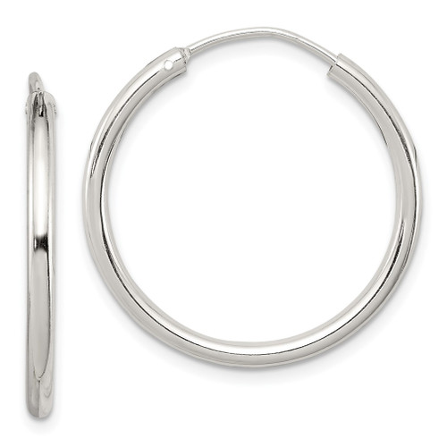 Lex & Lu Sterling Silver 2mm Hoop Earrings LAL22316 - Lex & Lu