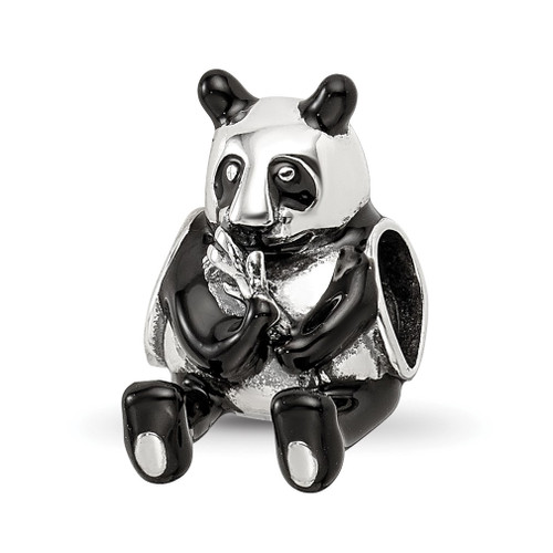 Lex & Lu Sterling Silver Reflections Black Enamel Mama Panda Bead - Lex & Lu