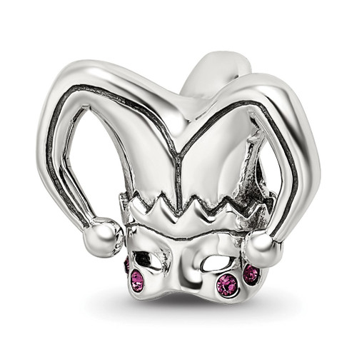 Lex & Lu Sterling Silver Reflections Crystals Jester Mask Bead - Lex & Lu