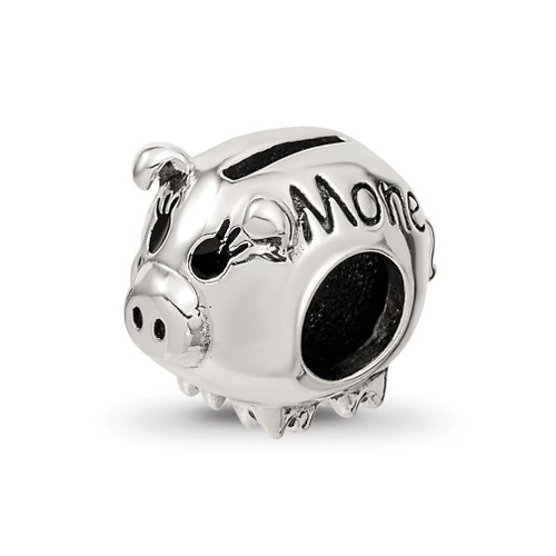 Lex & Lu Sterling Silver Reflections Fun Money Piggy Bank Bead - Lex & Lu