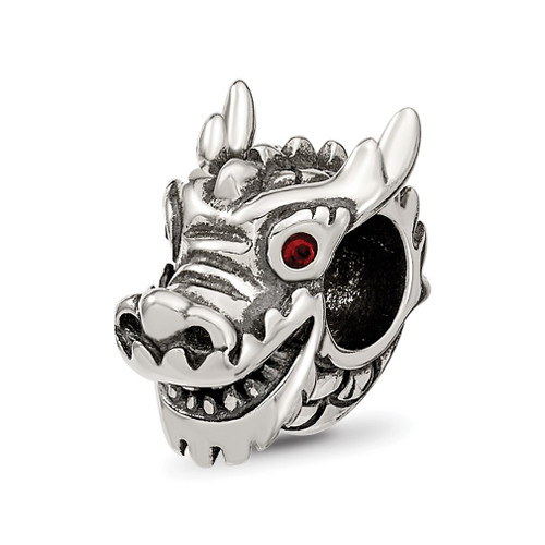Lex & Lu Sterling Silver Reflections Crystals Chinese New Year Dragon Bead - Lex & Lu
