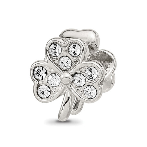 Lex & Lu Sterling Silver Reflections Enameled Crystals Shamrock Bead - Lex & Lu