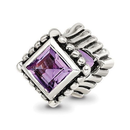 Lex & Lu Sterling Silver Reflections Amethyst Bead - Lex & Lu