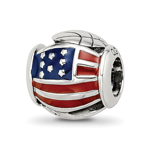 Lex & Lu Sterling Silver Reflections Enameled USA Theme Bead - Lex & Lu