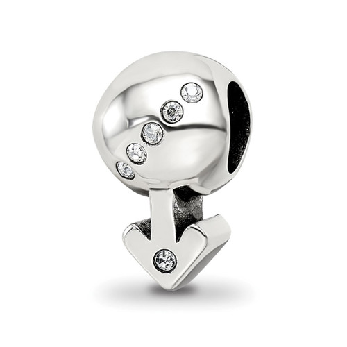 Lex & Lu Sterling Silver Reflections Crystals Boy Symbol Bead - Lex & Lu