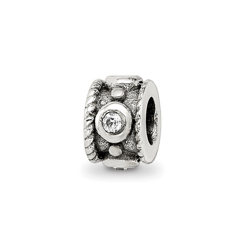 Lex & Lu Sterling Silver Reflections CZ Rope Bead - Lex & Lu