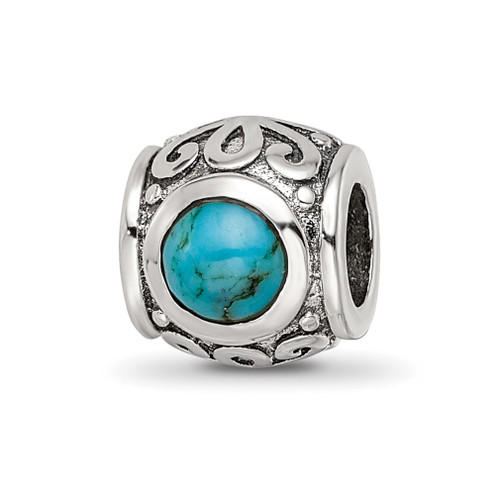 Lex & Lu Sterling Silver Reflections Turquoise Bead LAL6471 - Lex & Lu