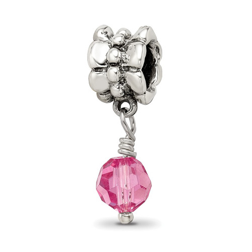 Lex & Lu Sterling Silver Reflections Pink Crystals Dangle Bead - Lex & Lu