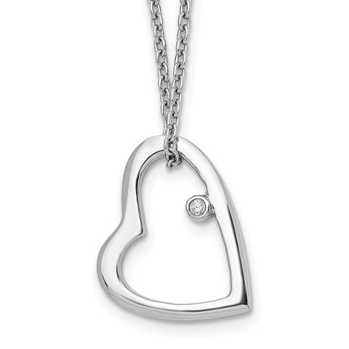 Lex & Lu Sterling Silver White Ice .01ct Diamond Heart Necklace LAL13378 - Lex & Lu