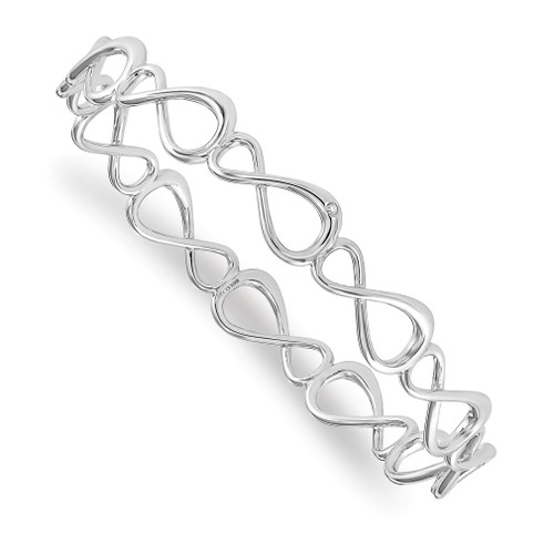 Lex & Lu Sterling Silver White Ice Diamond Infinity Symbol Bangle Bracelet - Lex & Lu