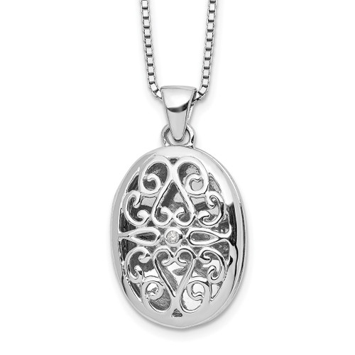 Lex & Lu Sterling Silver White Ice Diamond Locket Necklace - Lex & Lu