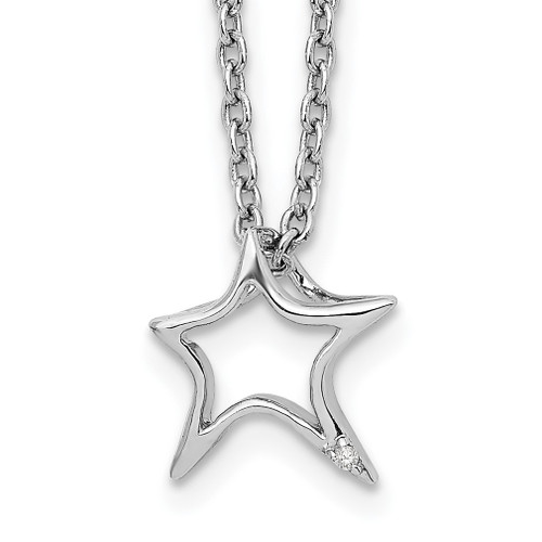 Lex & Lu Sterling Silver White Ice Diamond Star Necklace LAL13541 - Lex & Lu