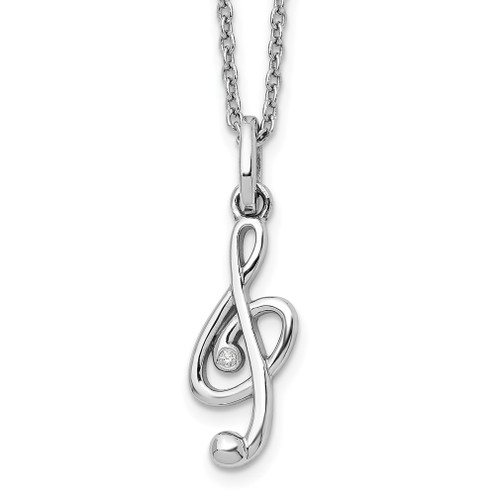 Lex & Lu Sterling Silver White Ice Diamond Musical Necklace - Lex & Lu