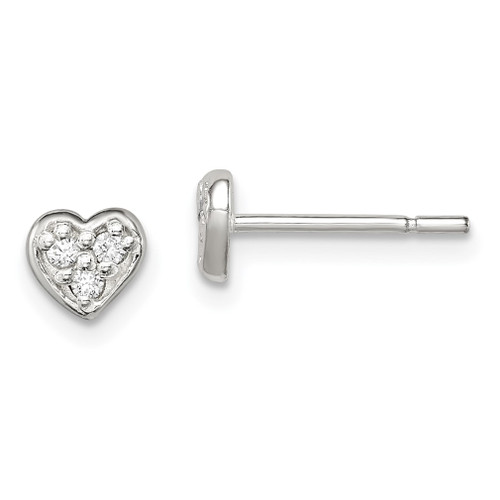 Lex & Lu Sterling Silver CZ Heart Post Earrings LAL22481 - Lex & Lu