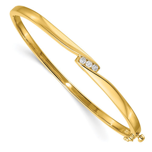 Lex & Lu 14k Yellow Gold AA Diamond Bangle Bracelet LAL15107 - Lex & Lu