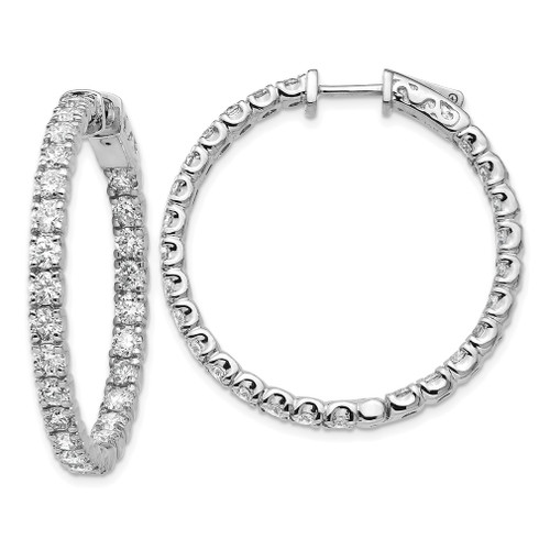 Lex & Lu 14k White Gold Diamond Round Hoop w/Safety Clasp Earrings LAL15178 - Lex & Lu