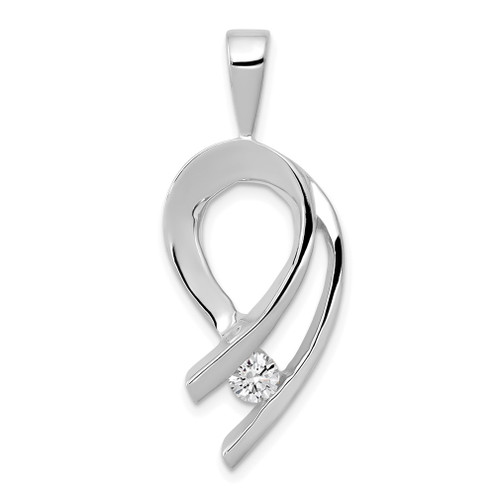 Lex & Lu 14k White Gold AA Diamond slide LAL15279 - Lex & Lu