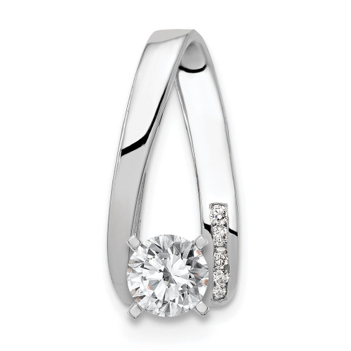 Lex & Lu 14k White Gold AA Diamond slide LAL15289 - Lex & Lu