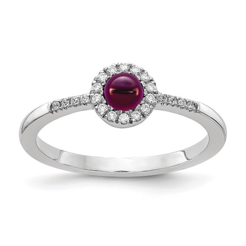 Lex & Lu 14k White Gold Diamond & Rhodolite Garnet Ring LAL13671 Size 7 - Lex & Lu