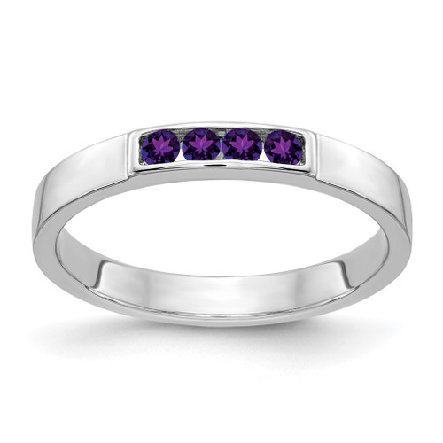 Lex & Lu 14k White Gold Amethyst Ring LAL13850 Size 7 - Lex & Lu