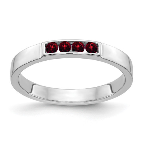 Lex & Lu 14k White Gold Garnet Ring LAL13853 Size 7 - Lex & Lu