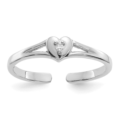 Lex & Lu 14k White Gold .01ct Diamond Heart Toe Ring - Lex & Lu