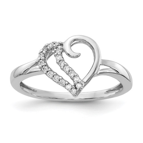 Lex & Lu 14k White Gold Diamond Heart Ring LAL14038 Size 6 - Lex & Lu