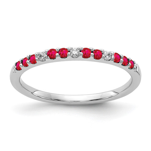 Lex & Lu 14k White Gold Diamond and Ruby Ring Size 7 - Lex & Lu