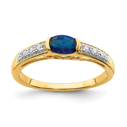 Lex & Lu 14k Yellow Gold Sapphire & Diamond Ring Size 7 - Lex & Lu