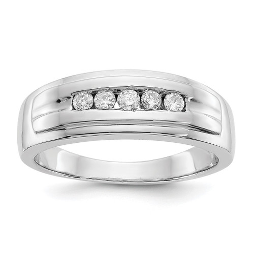 Lex & Lu 14k White Gold Diamond Men's Ring LAL14185 Size 10 - Lex & Lu