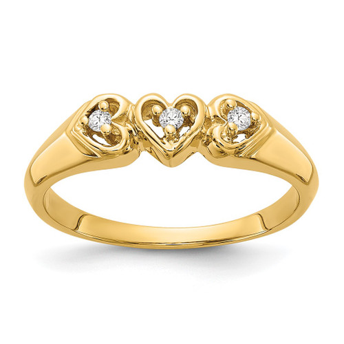 Lex & Lu 14k Yellow Gold AA Diamond Heart Ring LAL15364 Size 6 - Lex & Lu